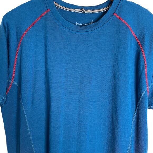 SMARTWOOL Merino Wool Tee Blue Performance Base Layer T-Shirt Men’s Large - Picture 2 of 8